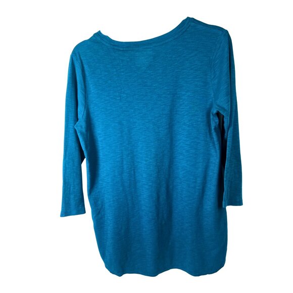 Kirkland Signature Ladies’ Cotton Slub Tee | 3/4 Sleeve | Size L | Blue - Picture 2 of 4